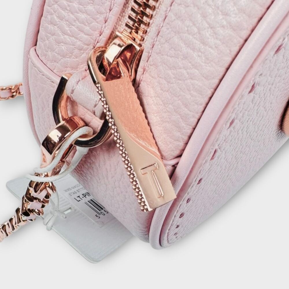 Ted Baker Maddie Circle Leather Crossbody Bag Pink Rose Gold Ring Handle NWT - Picture 7 of 14